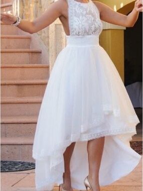 Asilio White Embroidered High Low Dress
